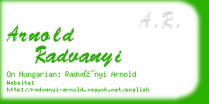 arnold radvanyi business card